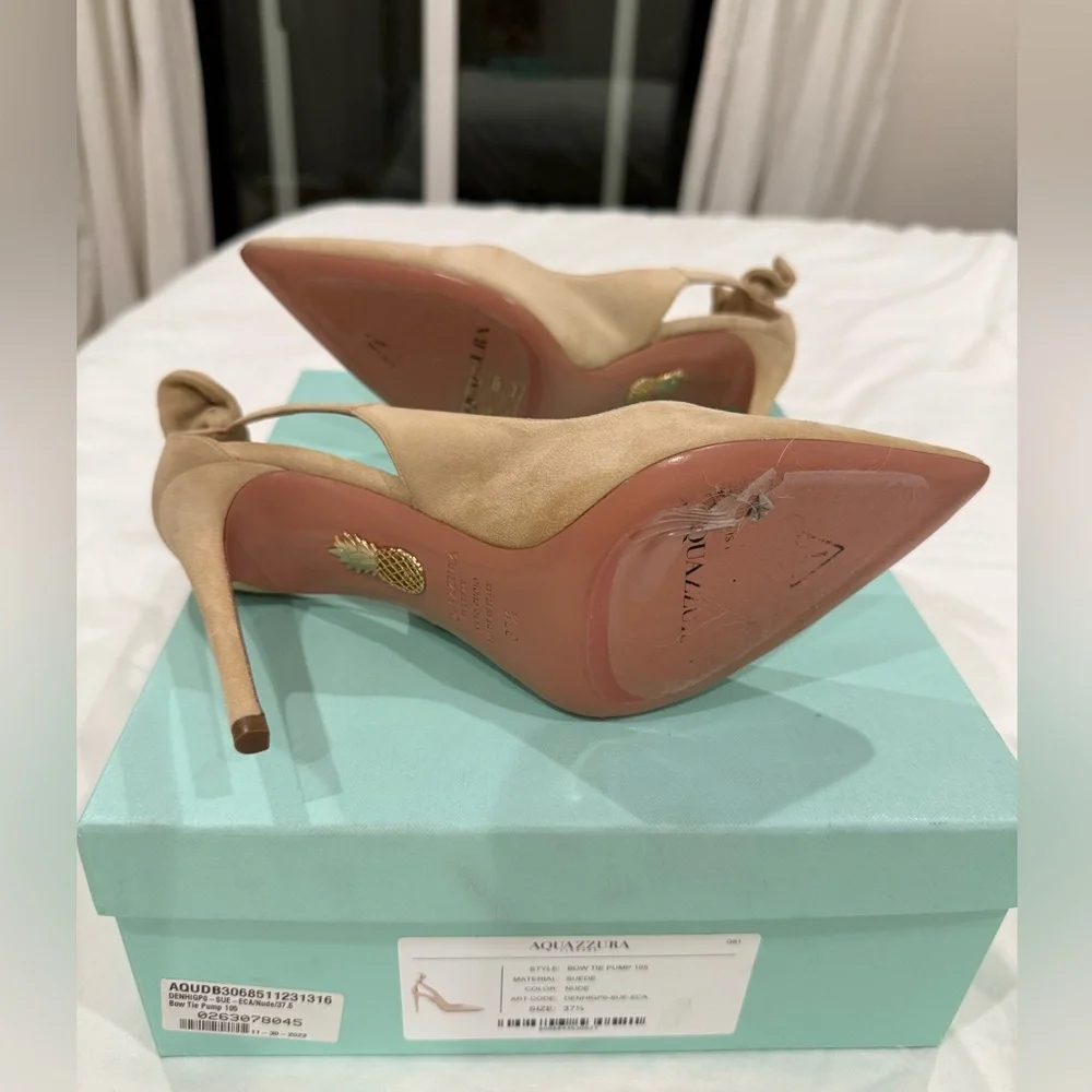 Aquazurra Bow Tie 105mm Pump in Beige 37.5 - brand new, never worn! - Picture 9 of 13